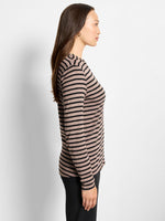Nic + Zoe Striped Long Sleeve Henley Tee