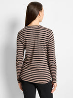 Nic + Zoe Striped Long Sleeve Henley Tee