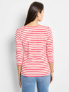 Nic + Zoe 3/4 Sleeve Stripe Boatneck in Pink