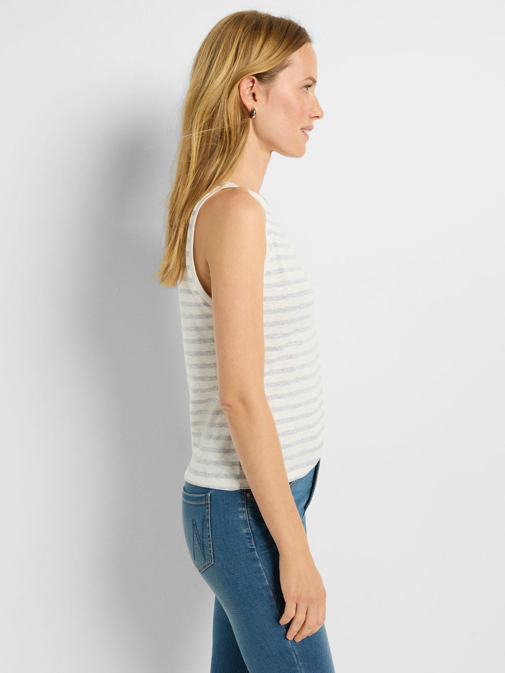 Nic + Zoe Striped Tank in Grey