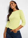 Nic + Zoe 3/4 Sleeve Boatneck in Pistachio