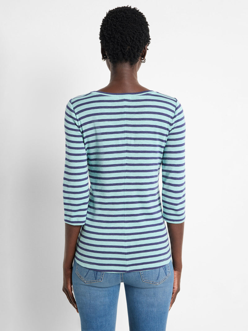 Nic + Zoe 3/4 Sleeve Boatneck in Aqua. Tops & Blouses by NIC + ZOE
