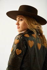 Mauritius Hearts Moto Leather Jacket in Black & Cognac