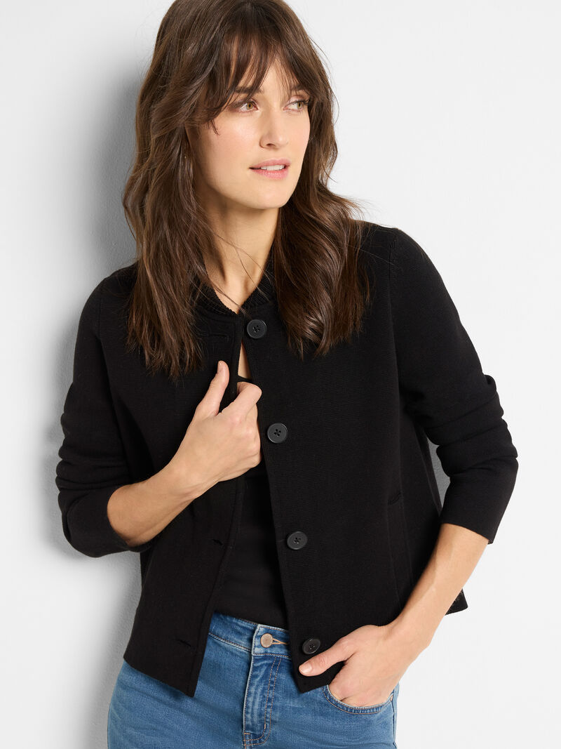 Nic + Zoe Knit Bomber Jacket in Black