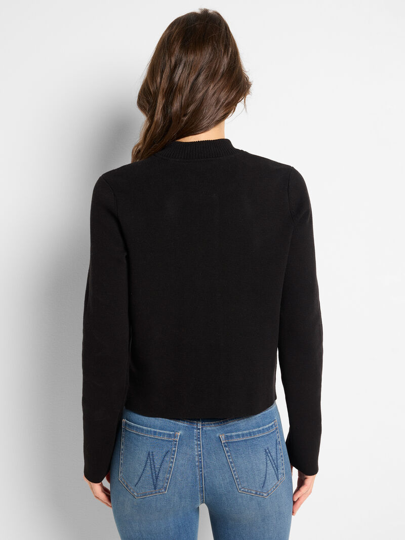 Nic + Zoe Knit Bomber Jacket in Black