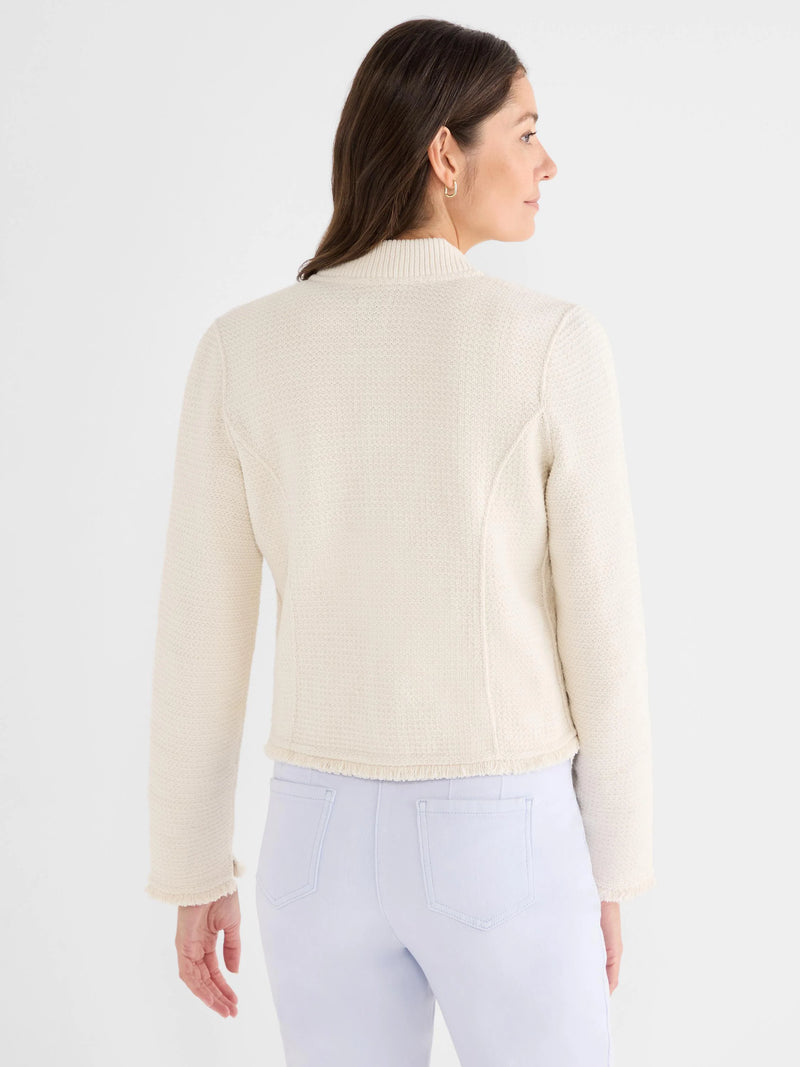 Nic + Zoe Fringe Mix Knit Bomber in Coconut SALE!