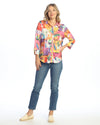 Jess & Jane Cancun Button Down Shirt with 3/4 Cuff Sleeve