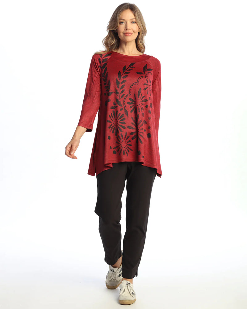 Jess & Jane Napoli Slinky Knit Tunic in Red