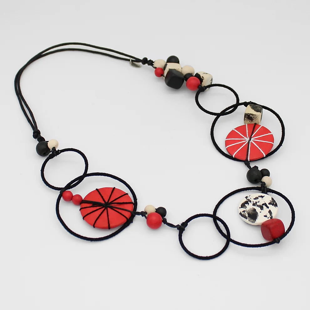 Sylca Red Hayden Disc Necklace