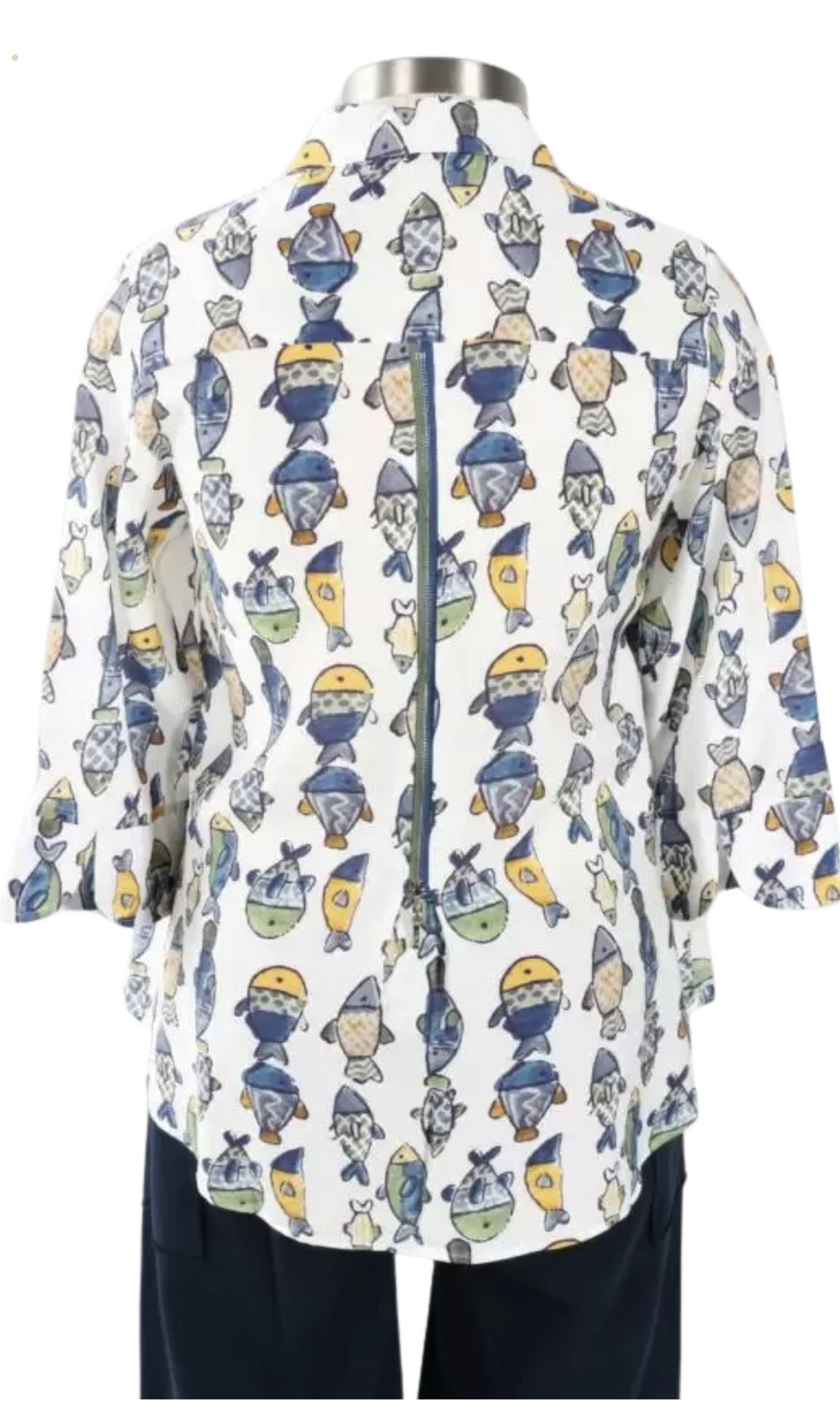 Shana Fish Shirt with Back Zip