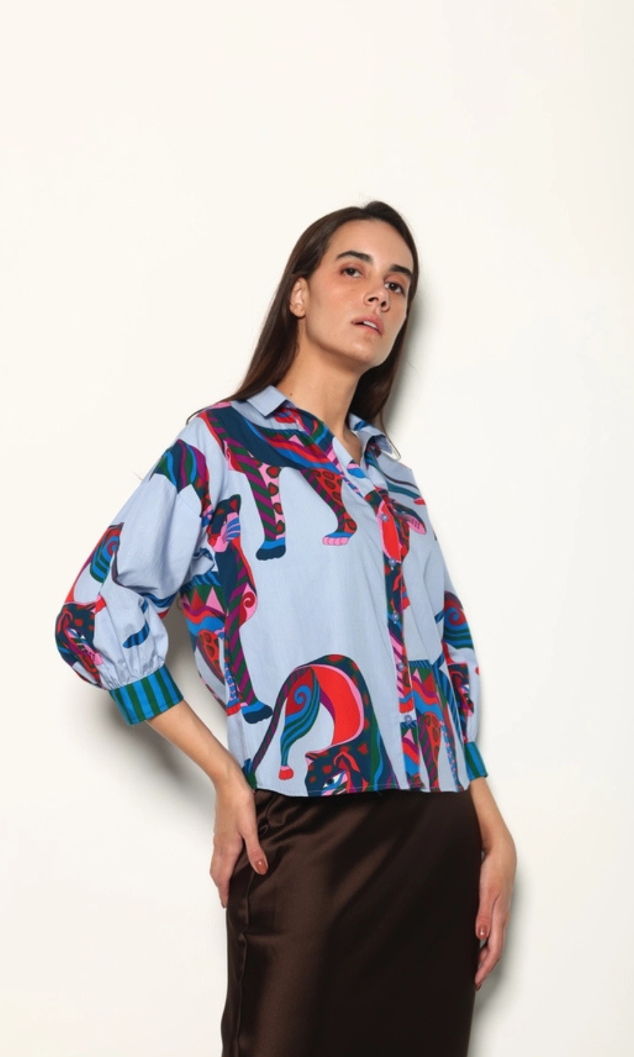 ELSA IN  CHEETAH MIRAGE BLOUSE - Harper Greer
