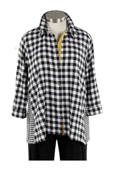 Gertie's Placket Gusset Shirt in Blk/Wh