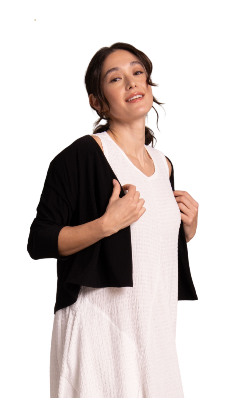 Sympli V Neck Bolero Jacket in Black
