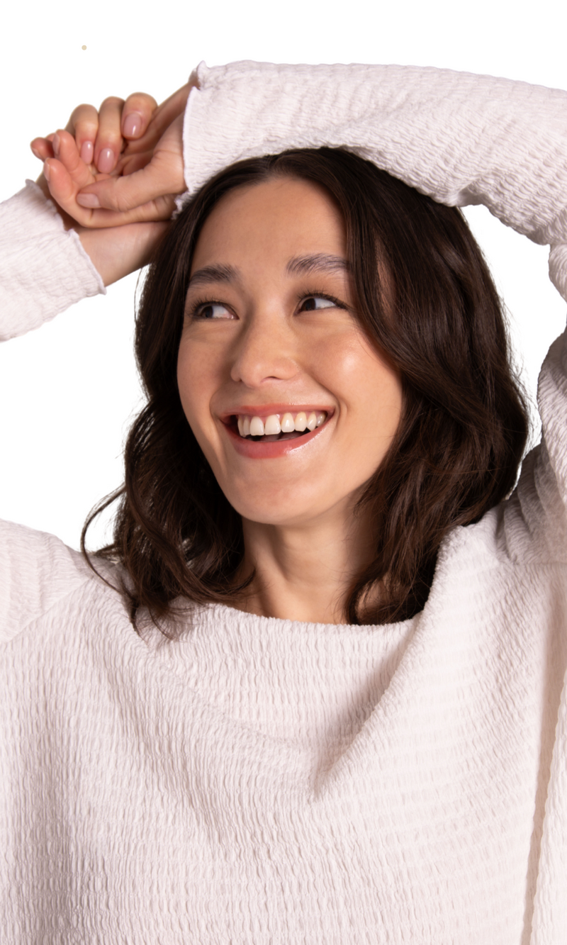 Sympli Pop Crew Neck Top in White