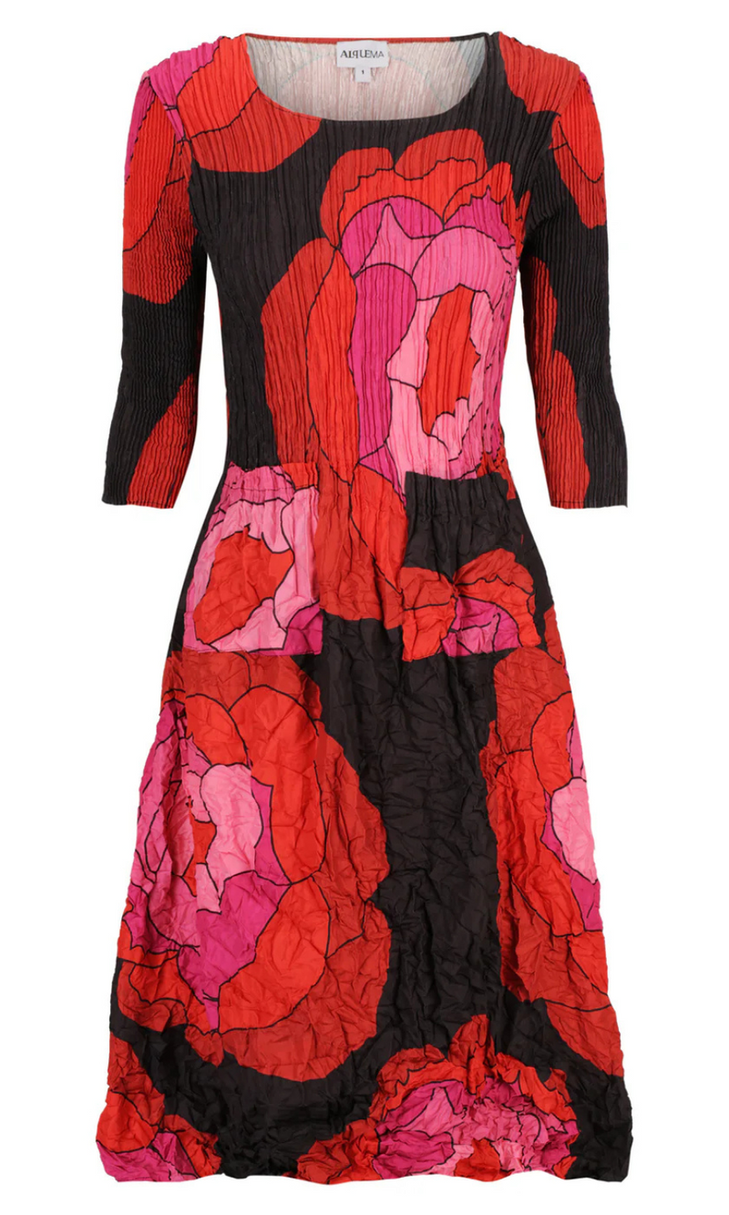 Alquema Smash Pocket Dress in Red Roses