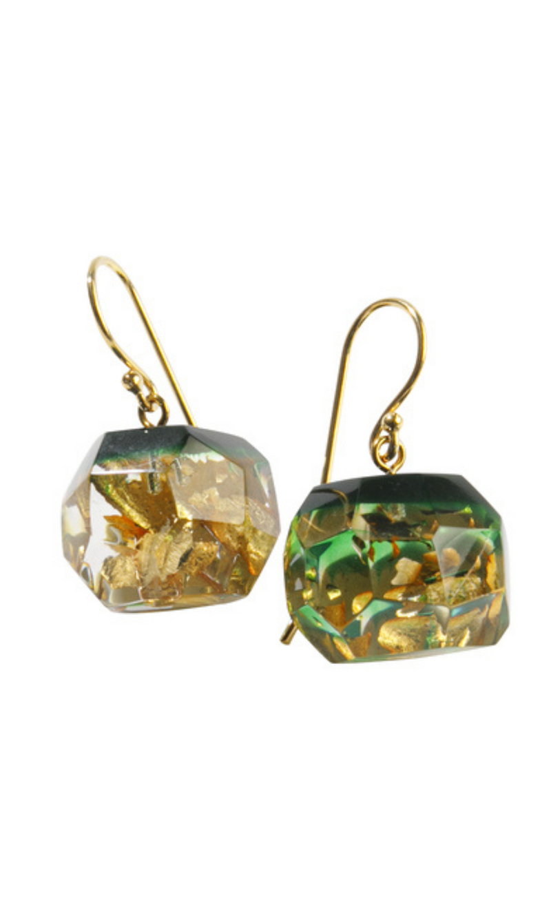 Zsiska Bliss Earrings in Green/Gold