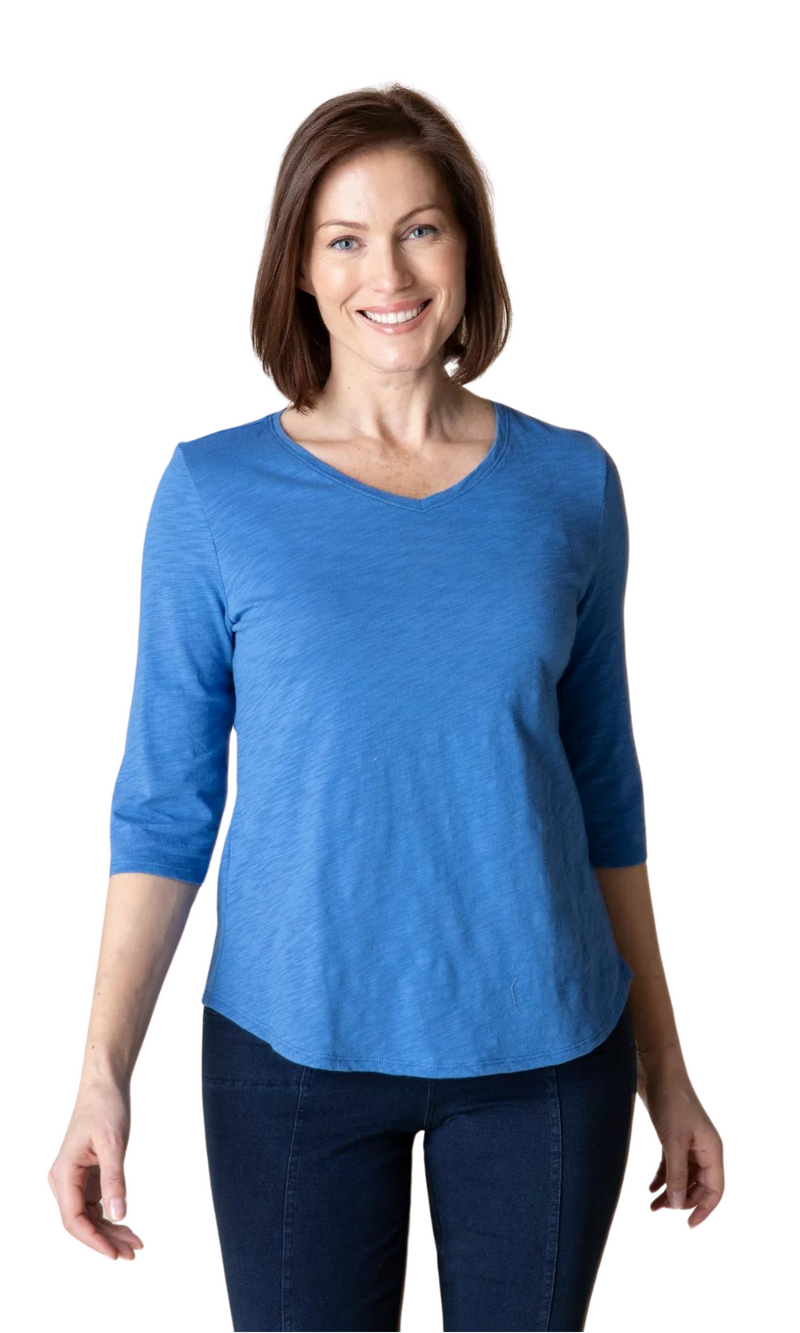 Habitat Peruvian Elbow Sleeve Tee in Cobalt