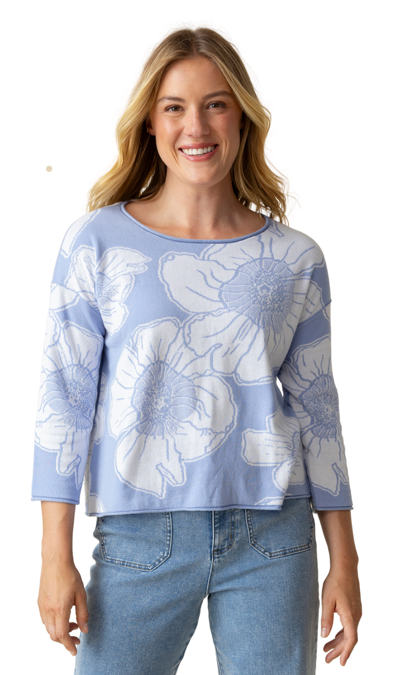 Habitat In Bloom Floral Jacquard Pullover in Hydragea