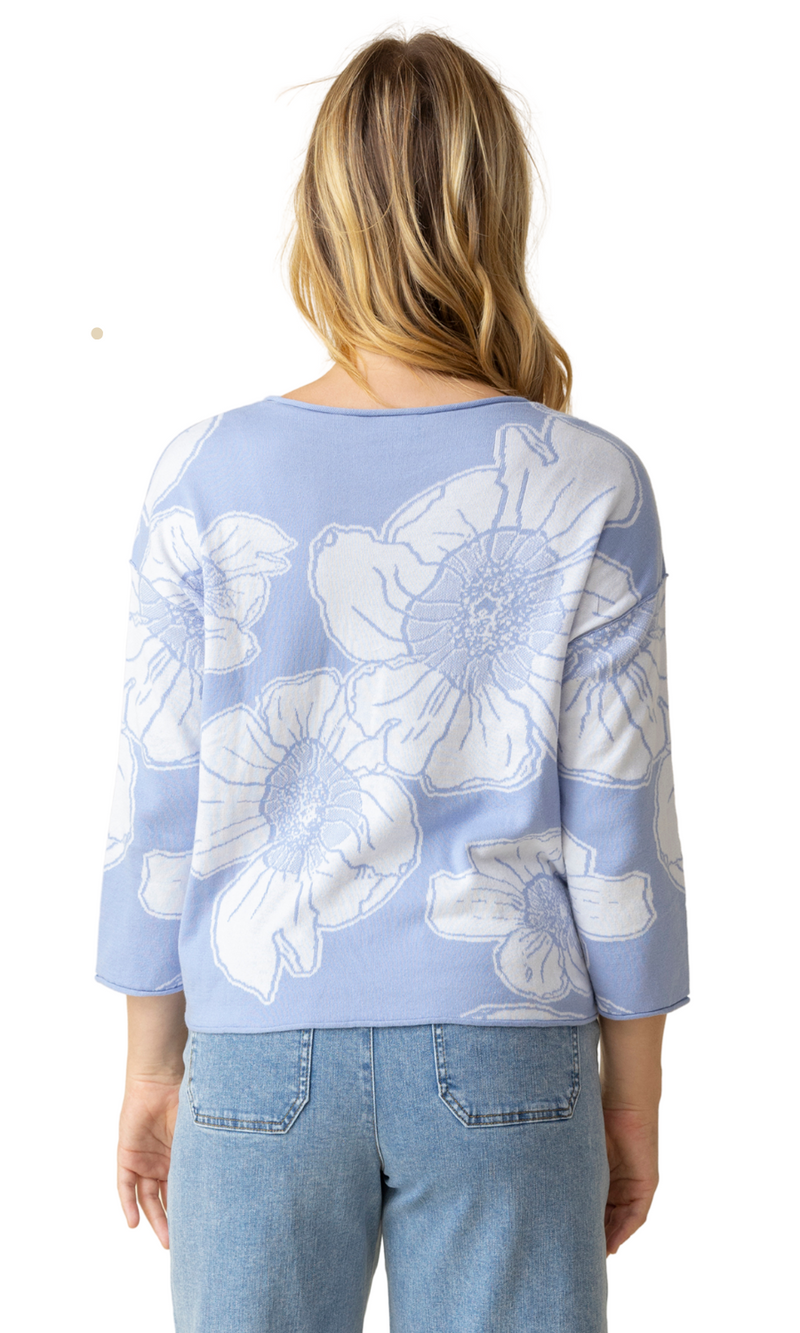 Habitat In Bloom Floral Jacquard Pullover in Hydragea