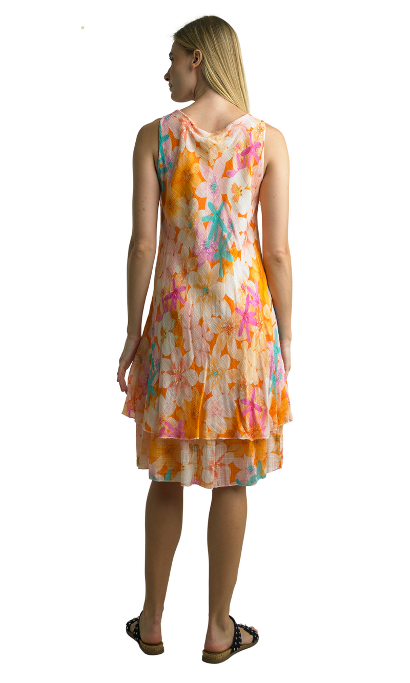 Tempo Paris Gauze Tiered Dress in Pink