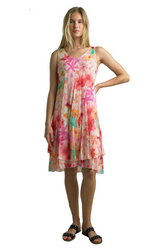 Tempo Paris Gauze Tiered Dress in Pink
