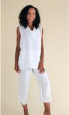 Fenini Mesh Hem Crop Pant in White