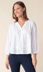 Habitat Floral Embroidery Romance Shirt in White