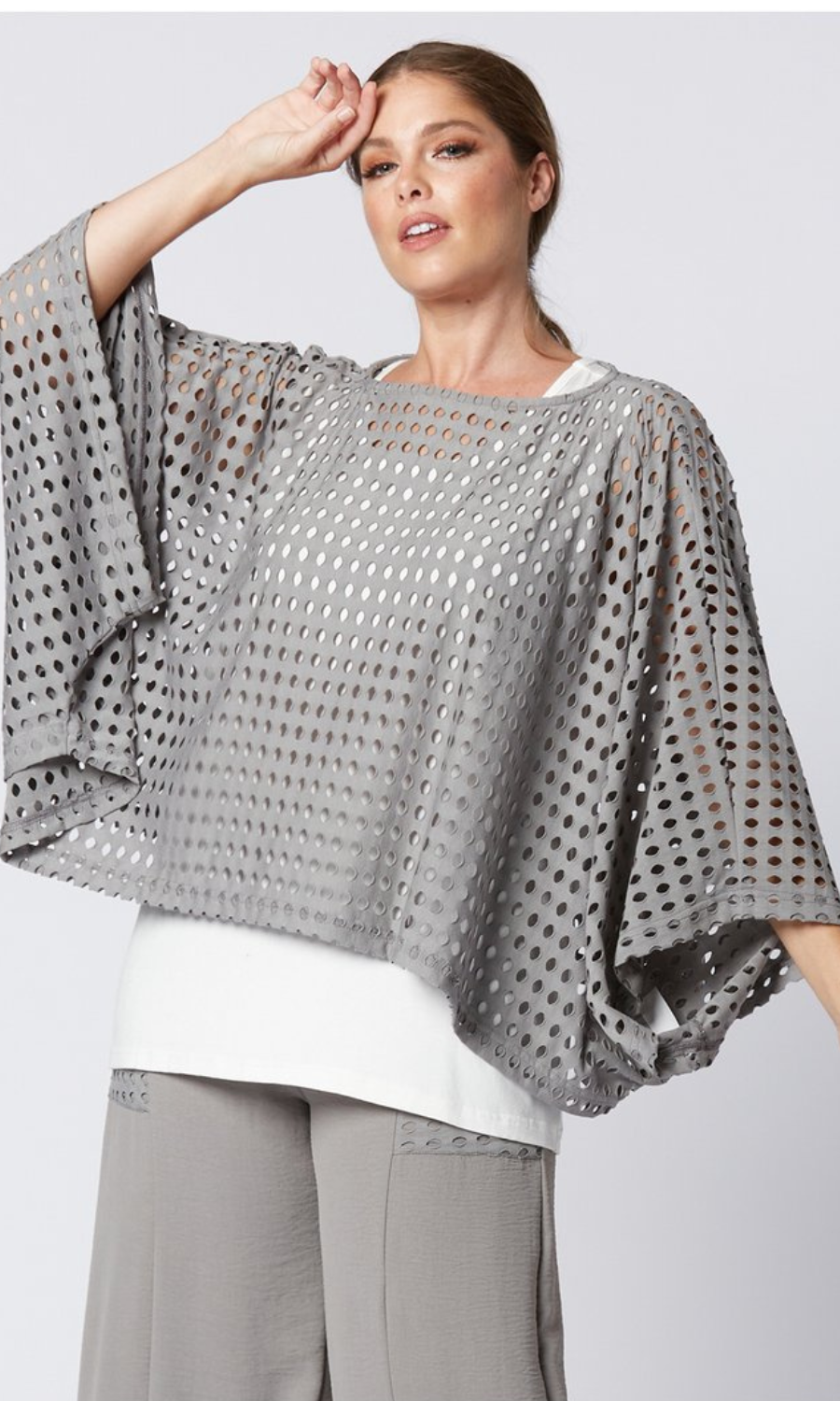 Sydney Project Knitted Holes Topper in Grey