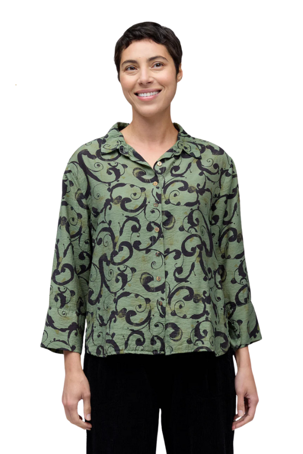 Cut Loose Crop Easy Shirt in Succulent