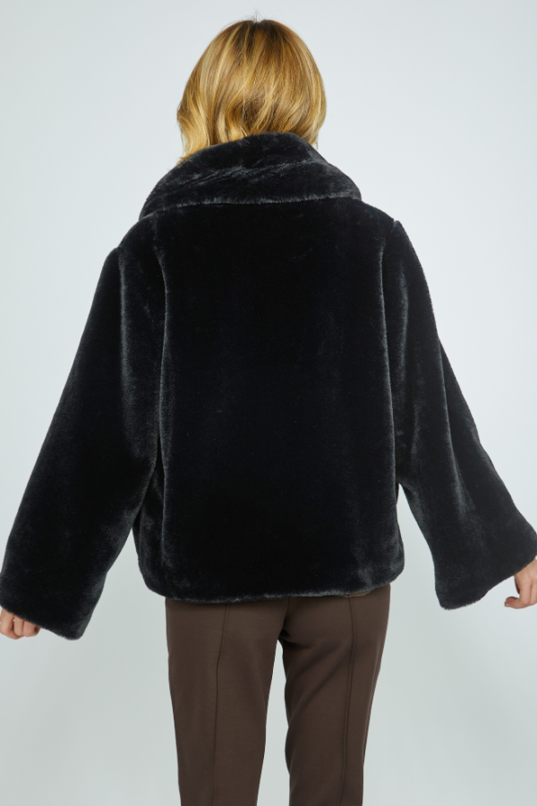 Olivia Faux Fur Showstopper Jacket in Black