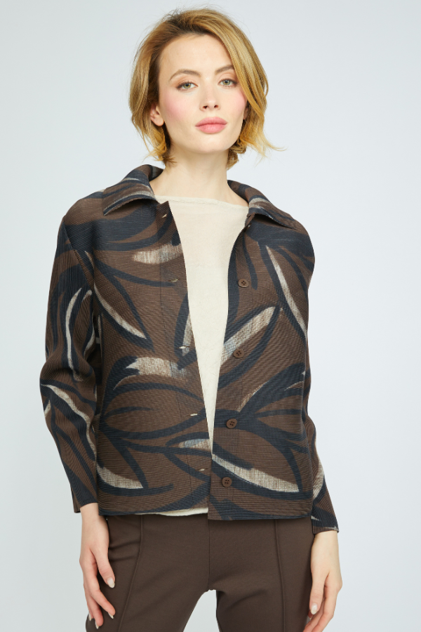 Olivia Parisian Pleats Vin Night Out Jacket in Chocolate