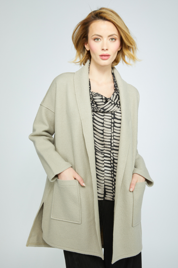 Olivia Boiled Wool Around Town Car Coat in Cloud