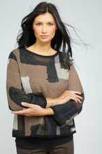 Olivia Statement Collage Swing Pullover in Coffee