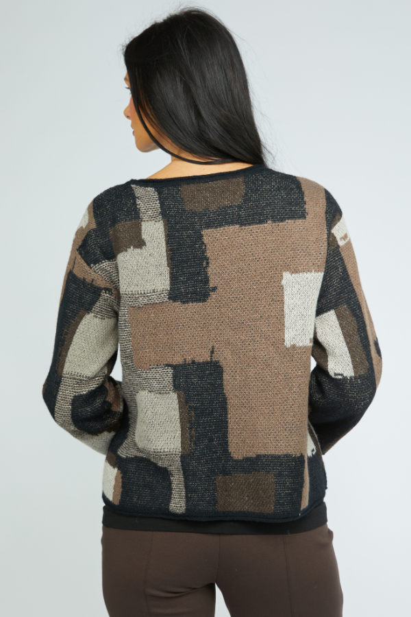 Olivia Statement Collage Swing Pullover in Coffee