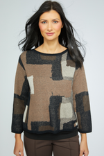 Olivia Statement Collage Swing Pullover in Coffee