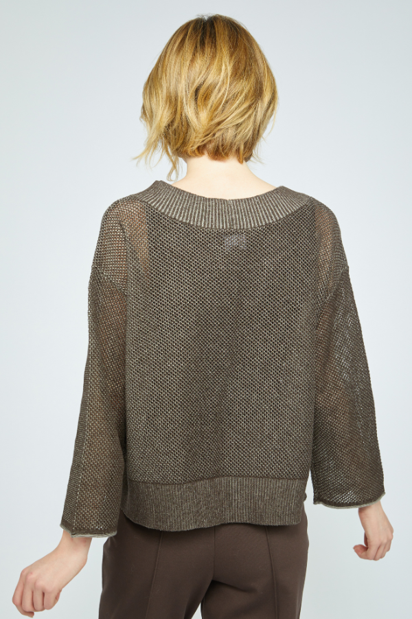 Olivia Reversible Mesh Go-To Topper in Chocolate