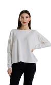 Tees by Tina Seriously Soft Jewel Neck Sweater in Off White