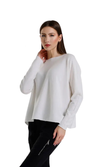 Tees by Tina Seriously Soft Jewel Neck Sweater in Off White