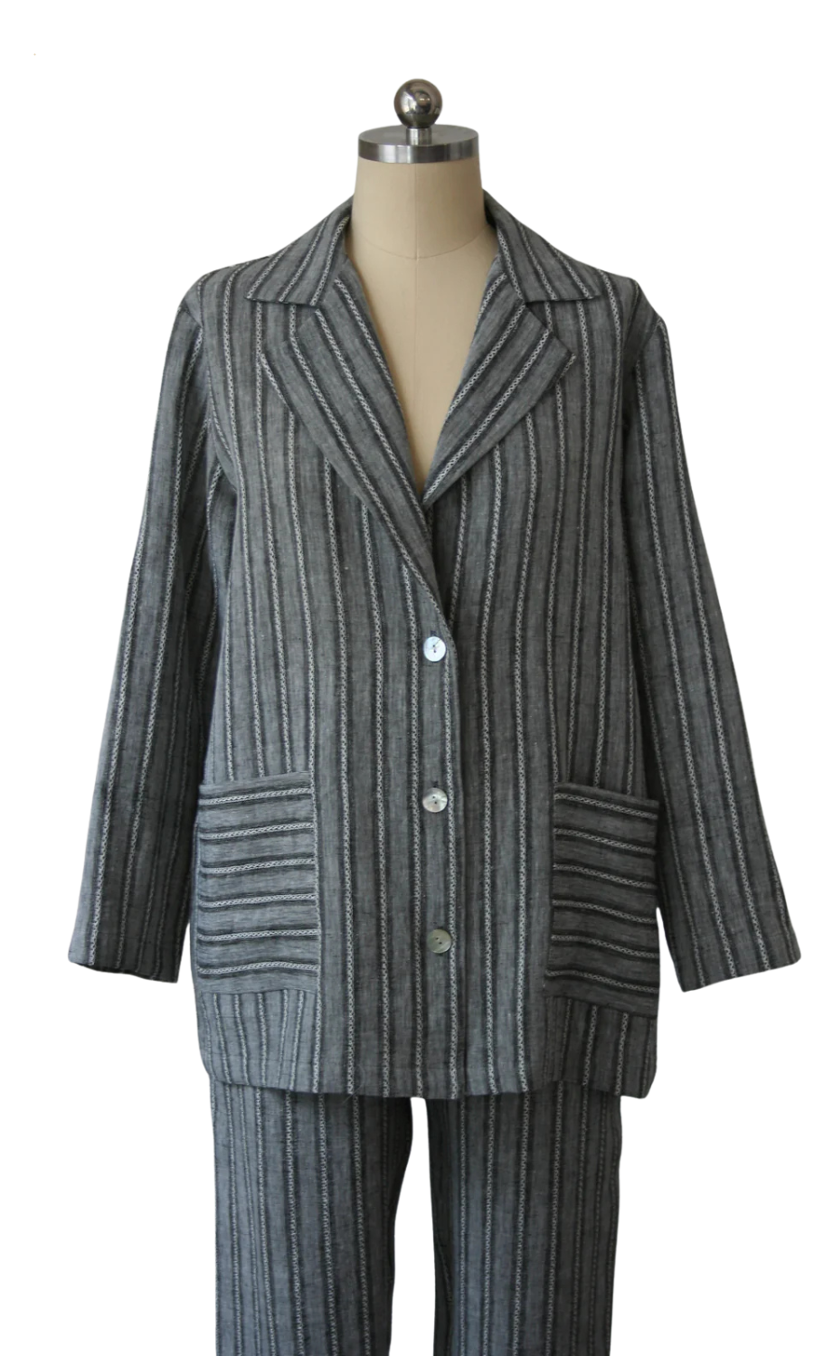 Christopher Calvin Grey Stripe Blazer - Harper Greer