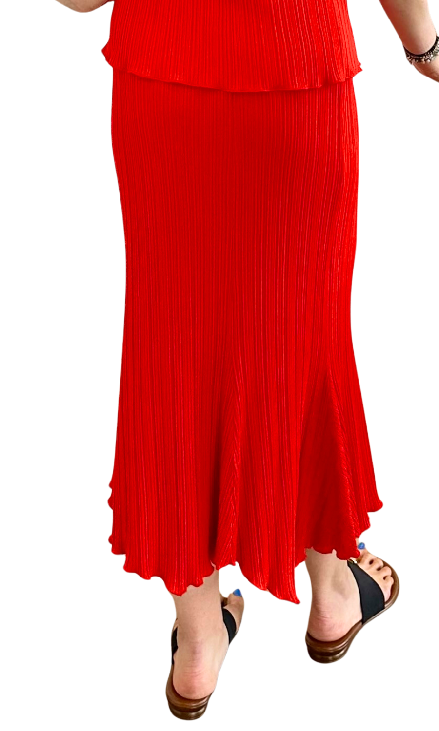 Fenini Pleat Knit Flair Skirt in Poppy SALE!