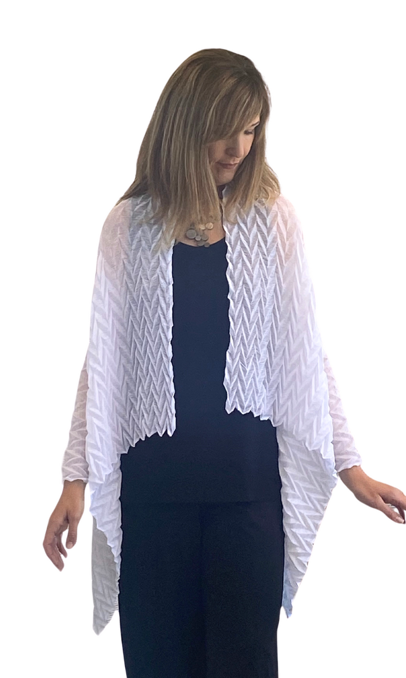 Vanite Couture Pleated Jacket in White