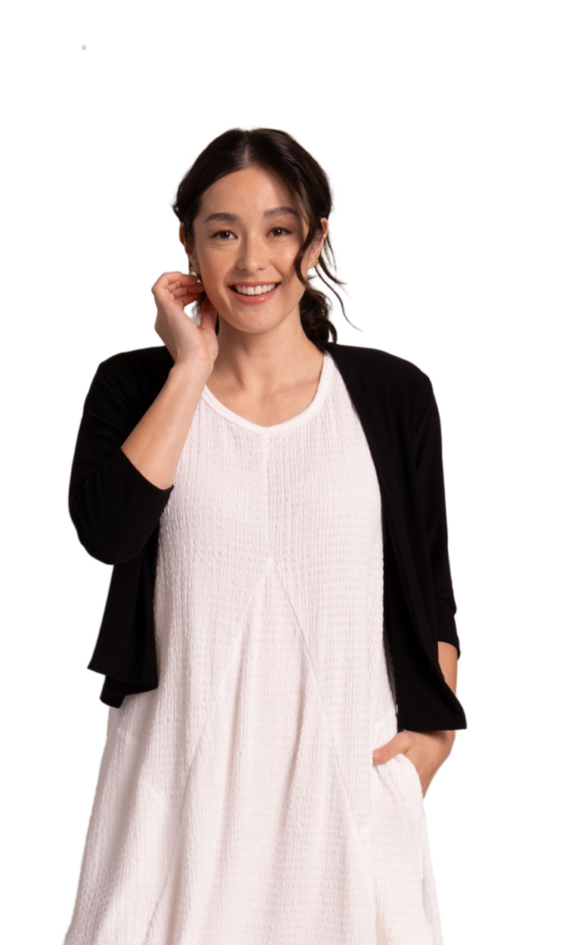Sympli V Neck Bolero Jacket in Black