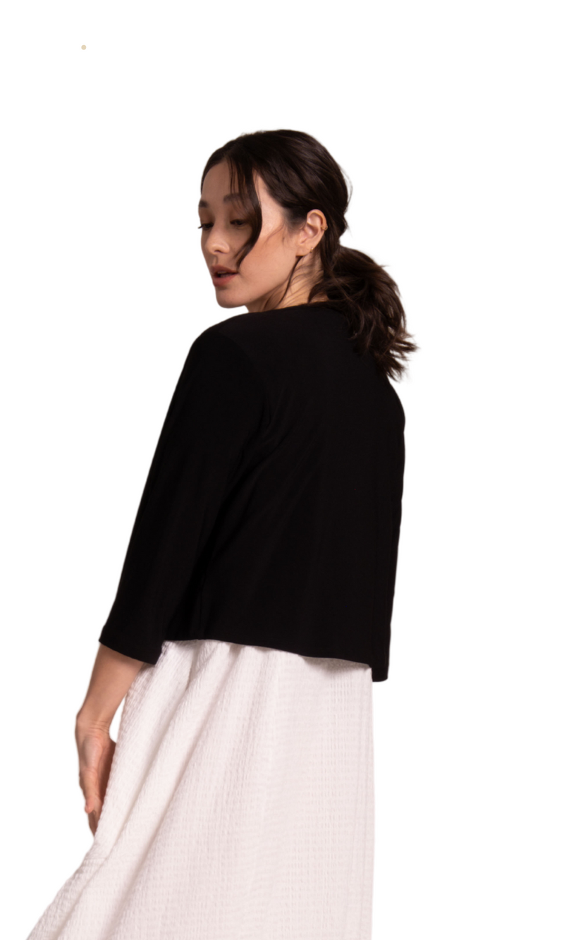 Sympli V Neck Bolero Jacket in Black