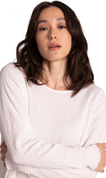 Sympli Pop Crew Neck Top in White