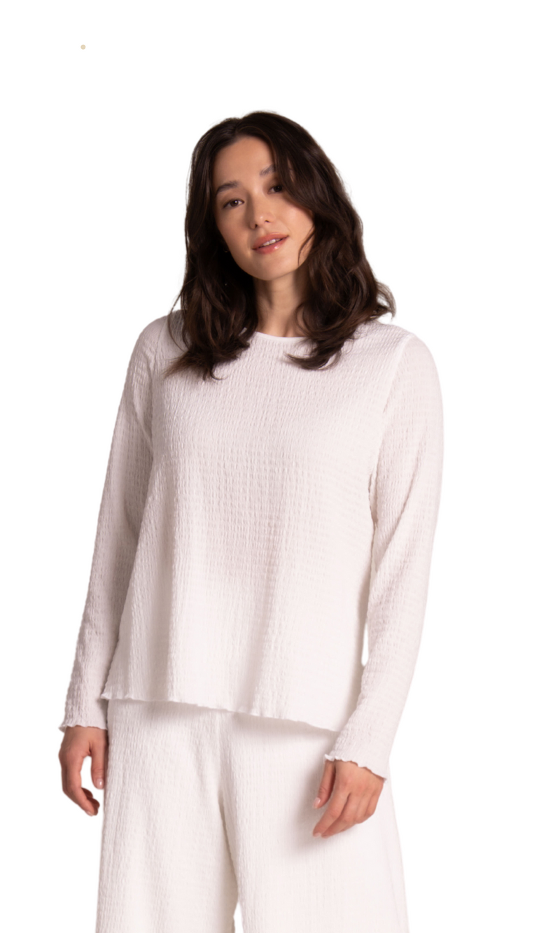 Sympli Pop Crew Neck Top in White