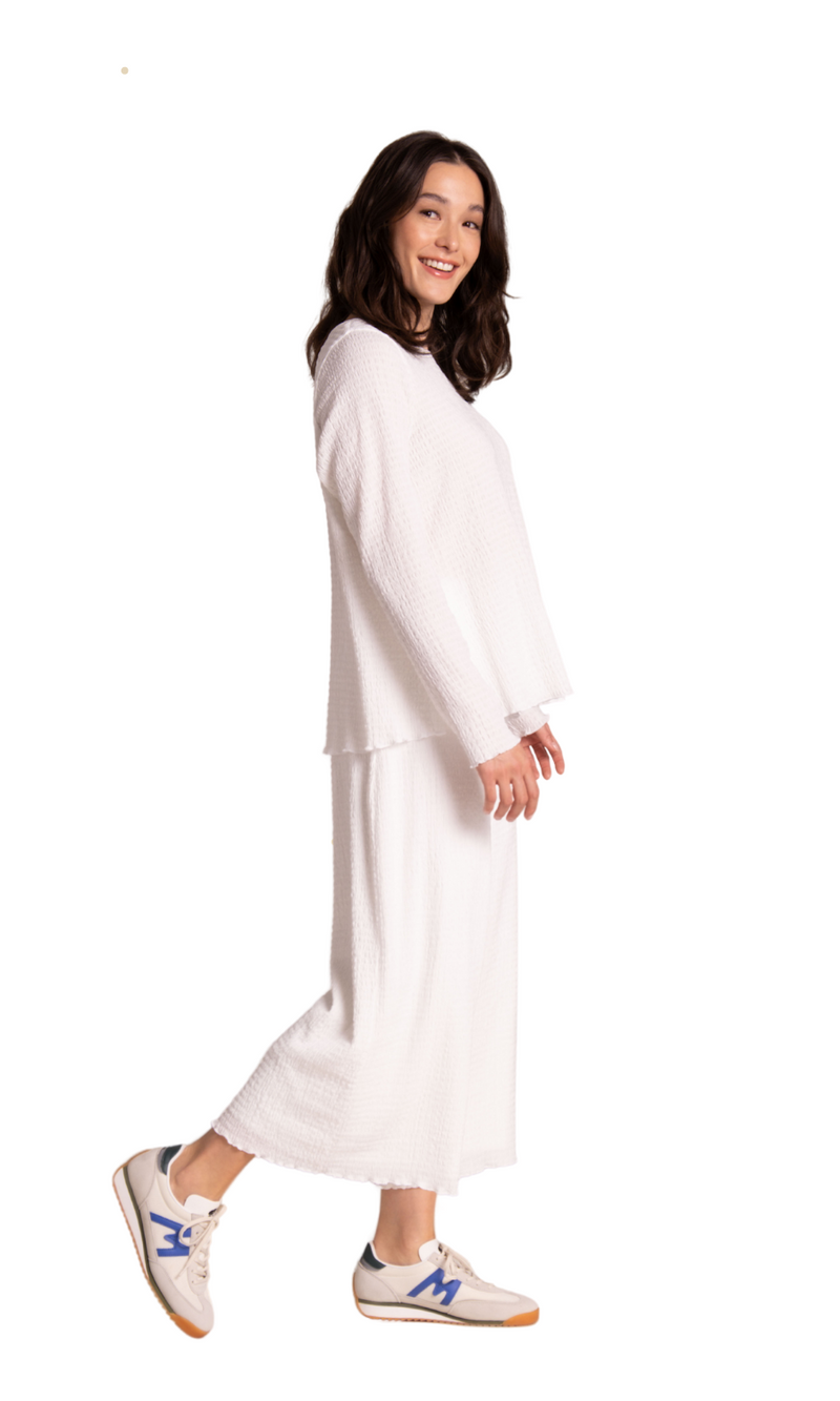 Sympli Pop Crew Neck Top in White