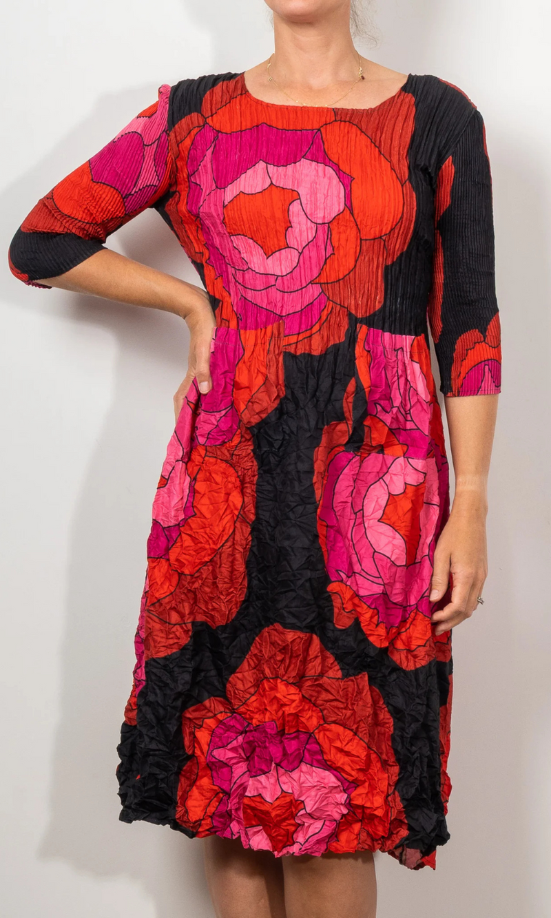 Alquema Smash Pocket Dress in Red Roses