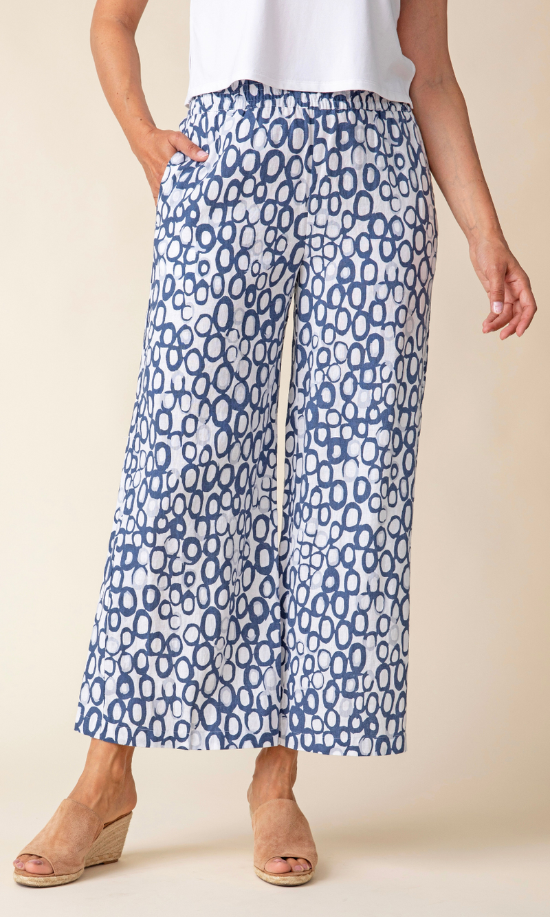 Habitat Linen Circle Easy Flood Pant in Navy/White