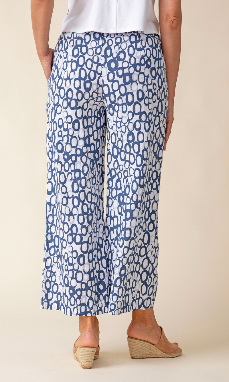 Habitat Linen Circle Easy Flood Pant in Navy/White