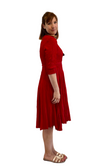 Vanite Couture Pleated Dress in Red